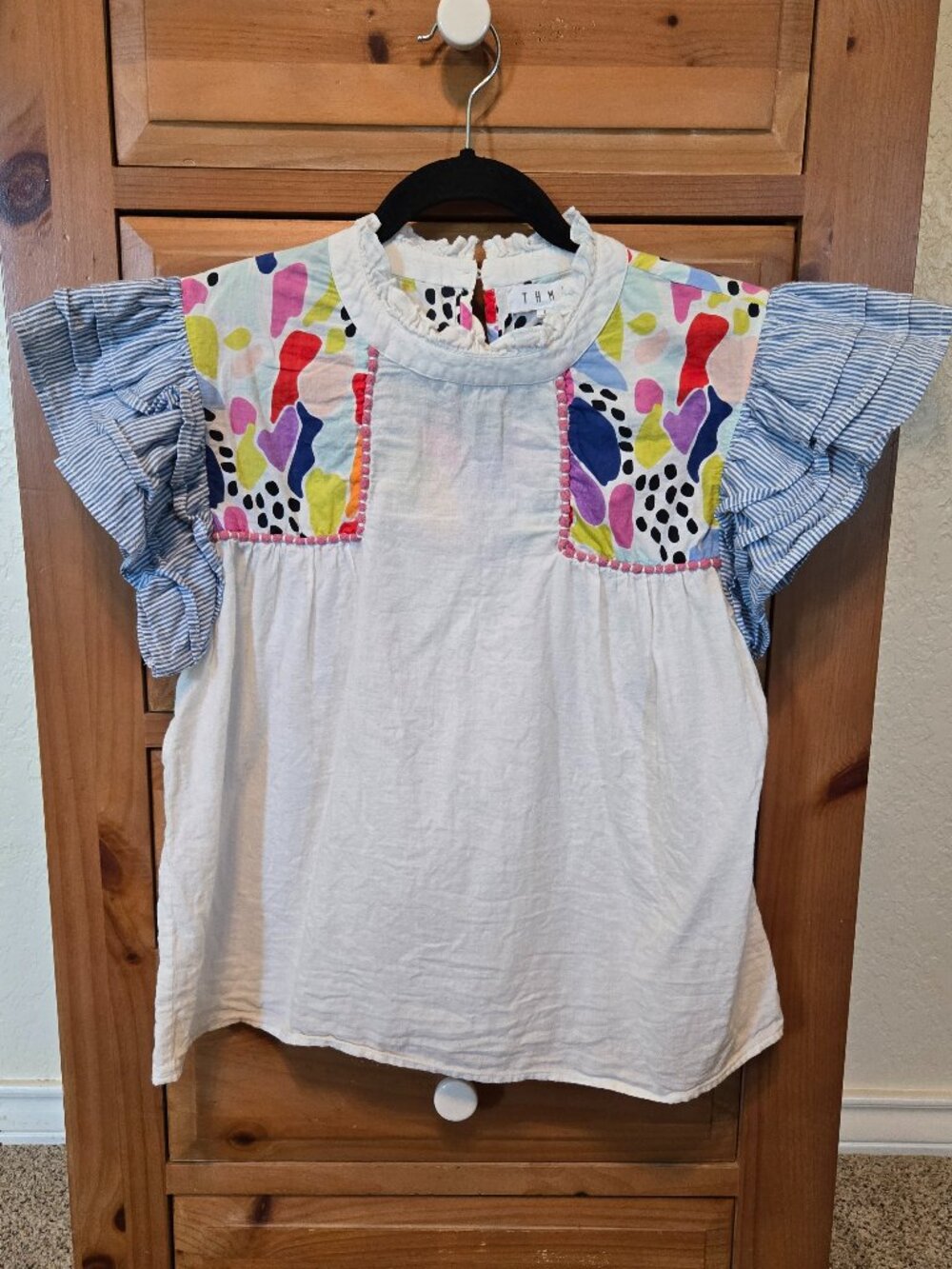 THML Girls Flutter Sleeve Colorful Top